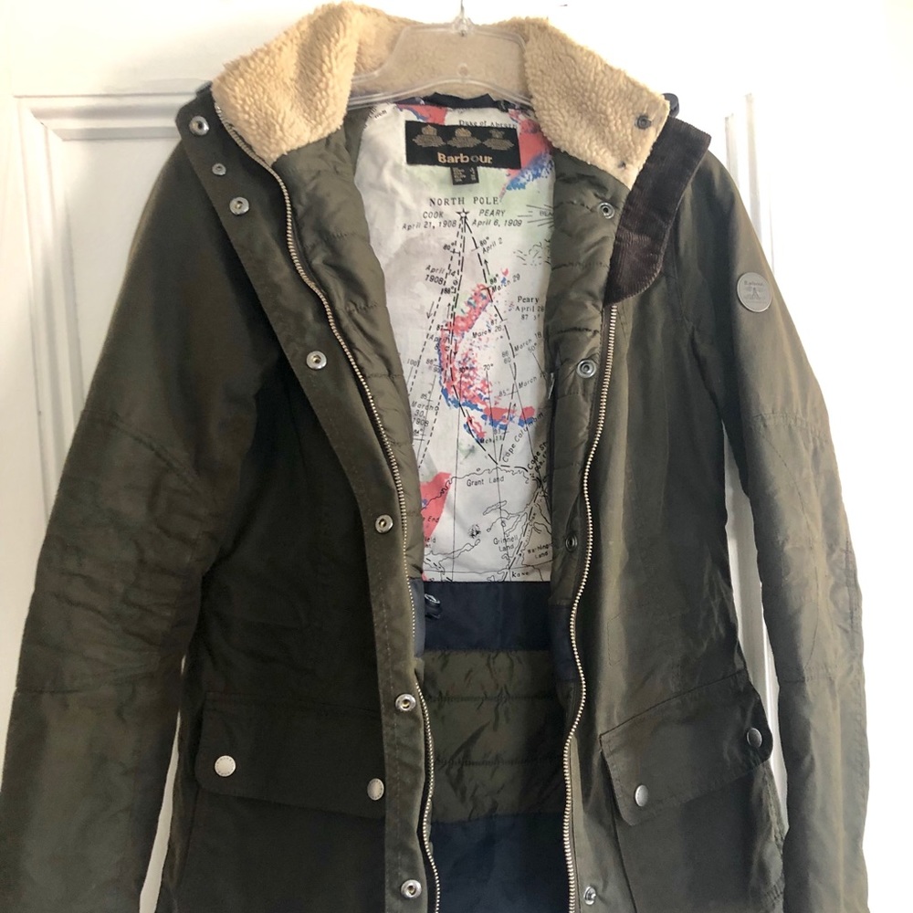Barbour Coat w/Shearling Lined Detachable Hood